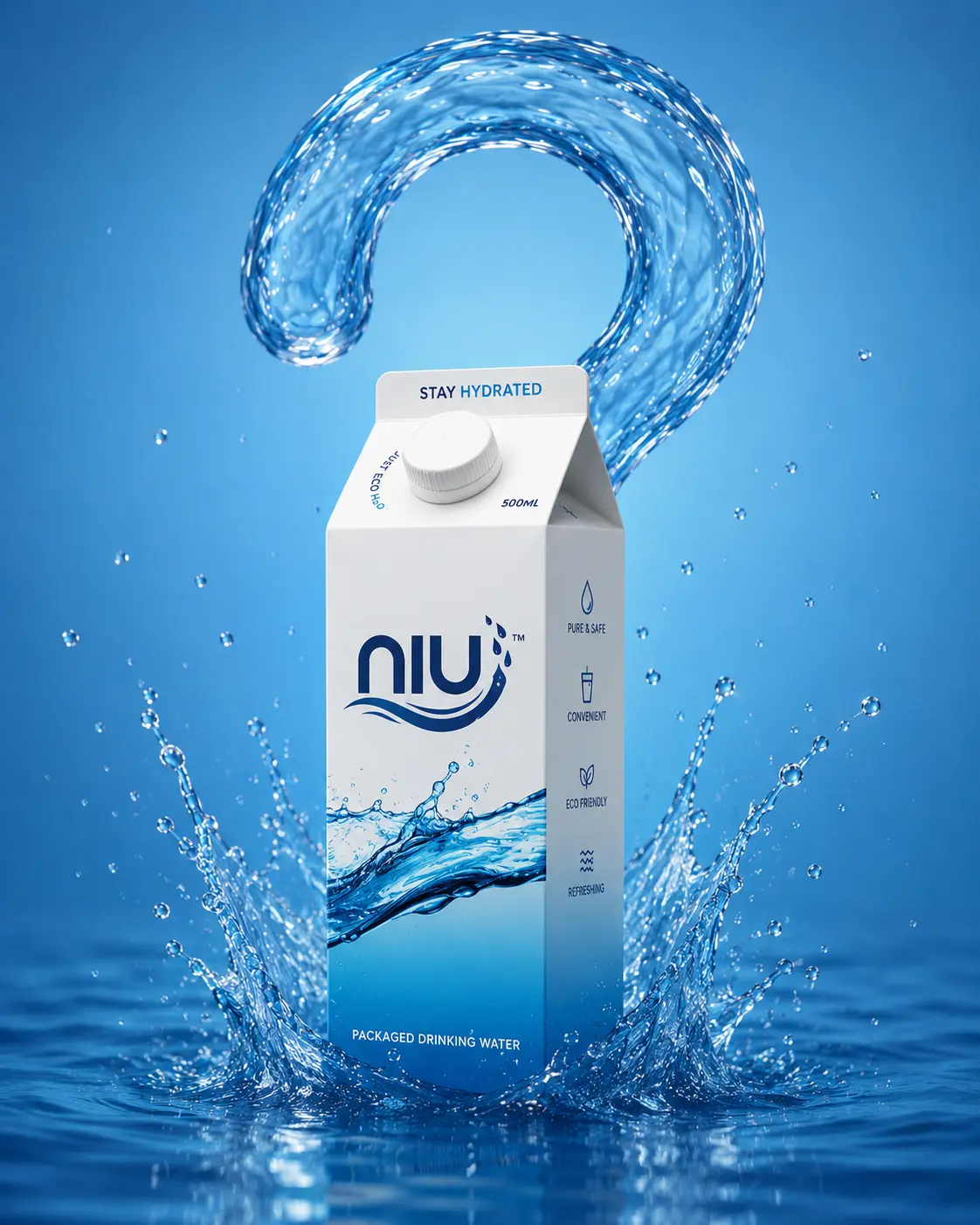Water question mark made of liquid